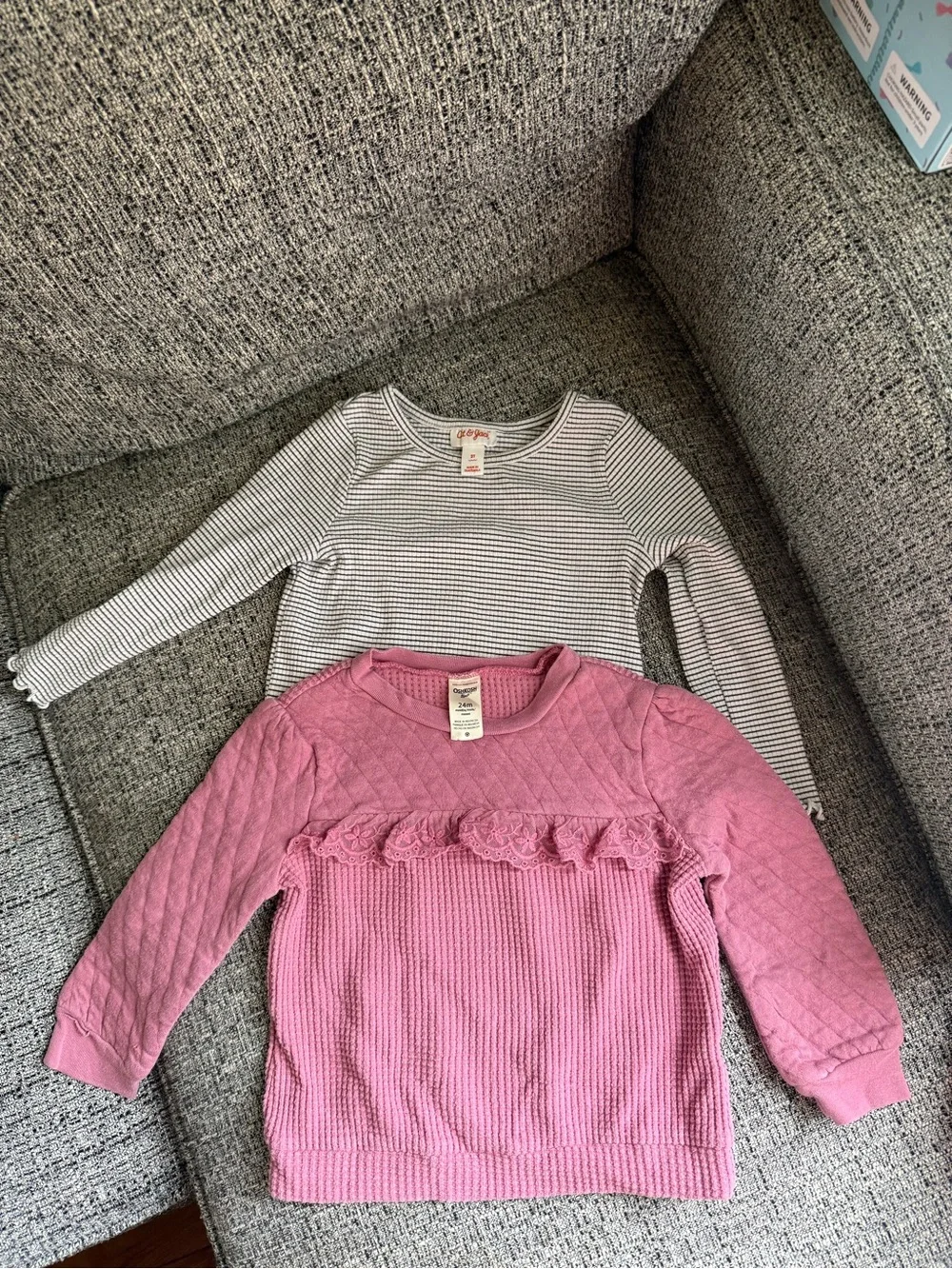 OshKosh B'gosh Pink Quilted & Ruffled Long Sleeve Top